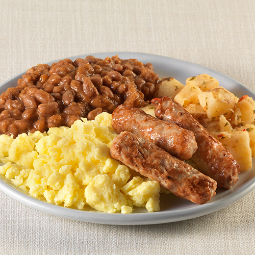 Image of the Hearty Scrambled Eggs and Sausages meal